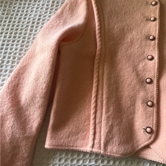 VINTAGE LANDS END blush pink 100% wool blazer jacket heavy western boho SIZE 14 - Picture 8 of 10